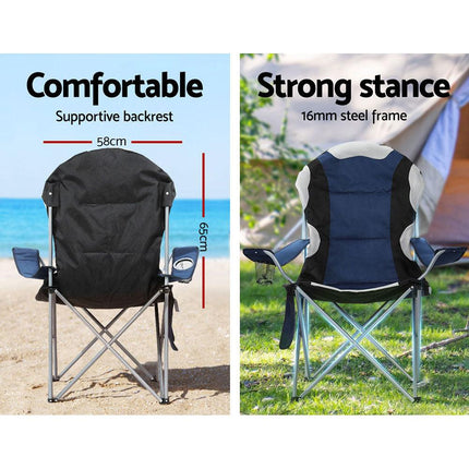 Weisshorn Camping Folding Chair Portable Outdoor Hiking Fishing Picnic Navy 2pcs.