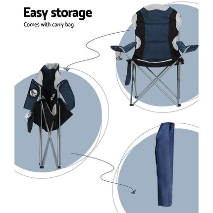 Weisshorn Camping Folding Chair Portable Outdoor Hiking Fishing Picnic Navy 2pcs.