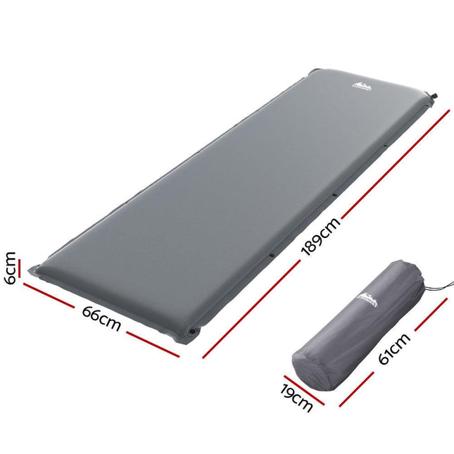Weisshorn Self Inflating Mattress Camping Sleeping Mat Air Bed Pad Single Grey.