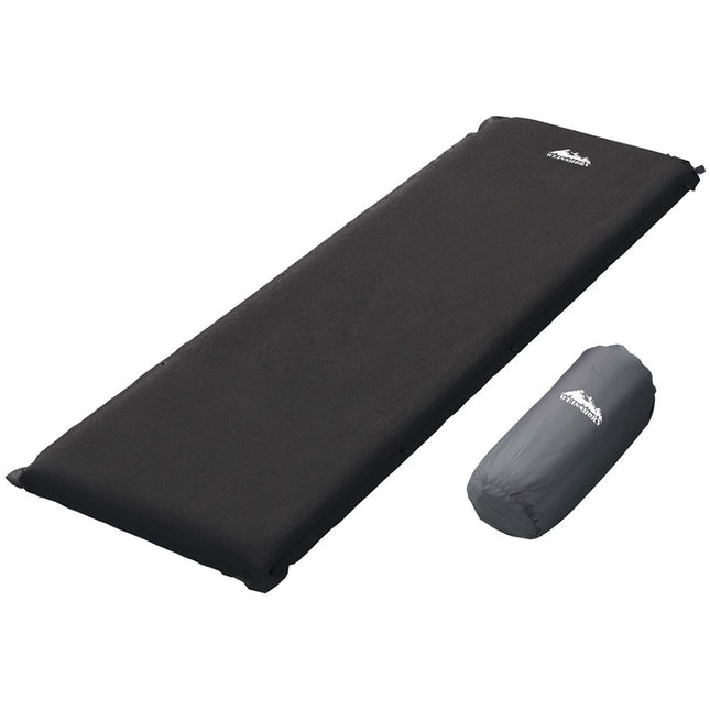 Weisshorn Self Inflating Mattress Camping Sleeping Mat Air Bed Pad Single Black.