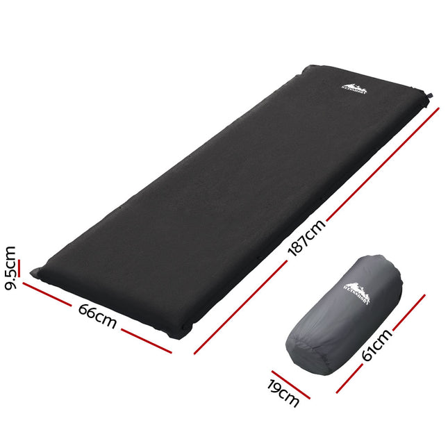 Weisshorn Self Inflating Mattress Camping Sleeping Mat Air Bed Pad Single Black.