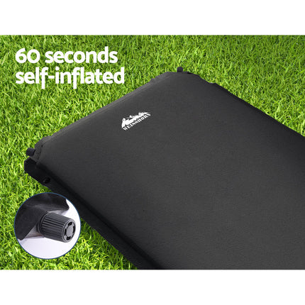 Weisshorn Self Inflating Mattress Camping Sleeping Mat Air Bed Pad Single Black.