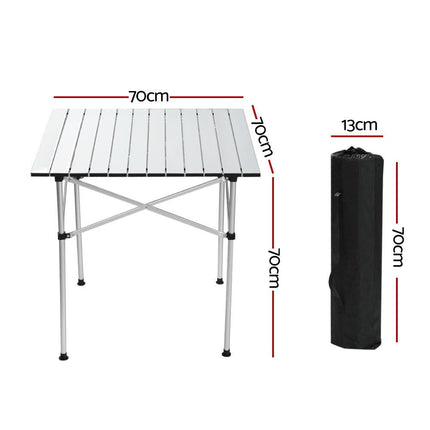 Weisshorn Folding Camping Table 70CM Roll Up Outdoor Picnic BBQ Aluminium Desk.