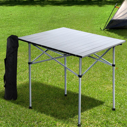 Weisshorn Folding Camping Table 70CM Roll Up Outdoor Picnic BBQ Aluminium Desk.