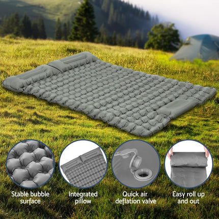 Weisshorn Self Inflating Mattress Camping Sleeping Mat Air Bed Double Pillow Bag.