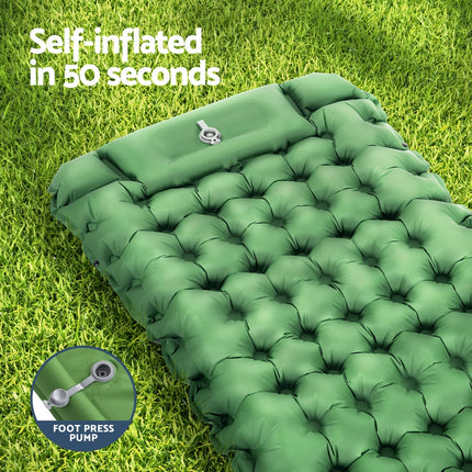 Weisshorn Self Inflating Mattress Camping Sleeping Mat Air Bed Pad Single Pillow.