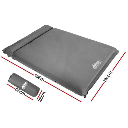 Weisshorn Self Inflating Mattress 10CM Camping Sleeping Mat Air Double Grey.