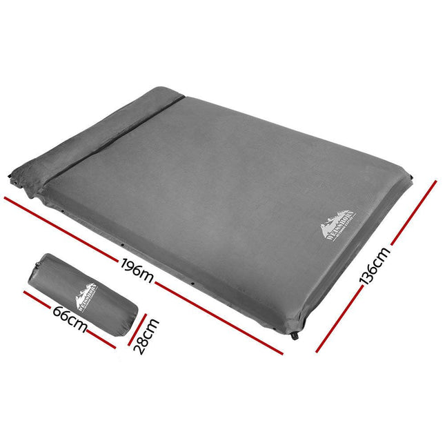 Weisshorn Self Inflating Mattress 10CM Camping Sleeping Mat Air Double Grey.