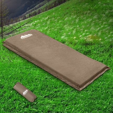 Weisshorn Self Inflating Mattress Camping Sleeping Mat Air Bed Single Coffee.