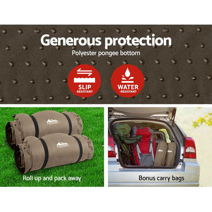 Weisshorn Self Inflating Mattress Camping Sleeping Mat Air Bed Double Set Coffee.