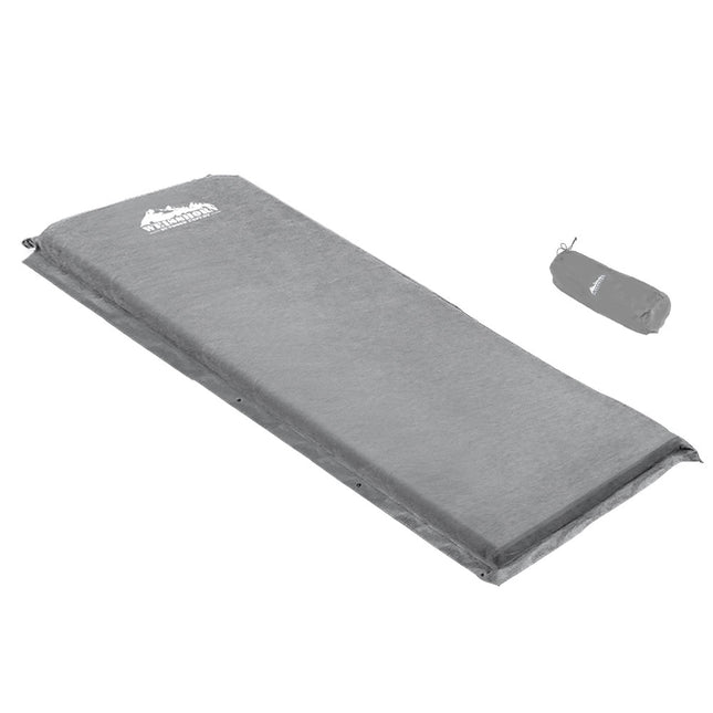 Weisshorn Self Inflating Mattress Camping Sleeping Mat Air Bed Single Grey.