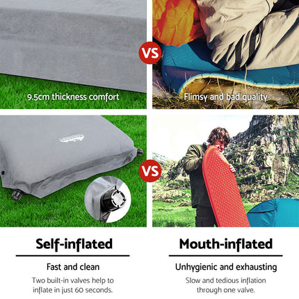 Weisshorn Self Inflating Mattress Camping Sleeping Mat Air Bed Single Grey.