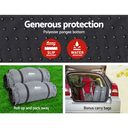Weisshorn Self Inflating Mattress Camping Sleeping Mat Air Bed Double Set Grey.
