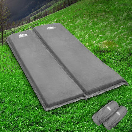 Weisshorn Self Inflating Mattress Camping Sleeping Mat Air Bed Double Set Grey.