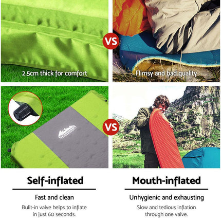 Weisshorn Self Inflating Mattress Camping Sleeping Mat Air Bed Pad Single Green.
