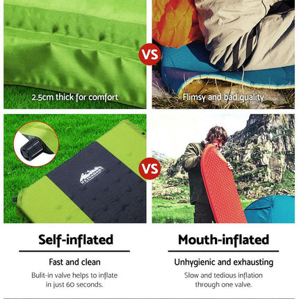 Weisshorn Self Inflating Mattress Camping Sleeping Mat Air Bed Pad Double Green.