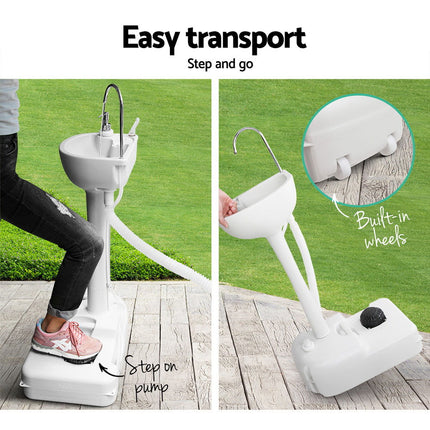 Weisshorn Camping Basin Portable Hand Wash Sink Stand 19L Capacity.