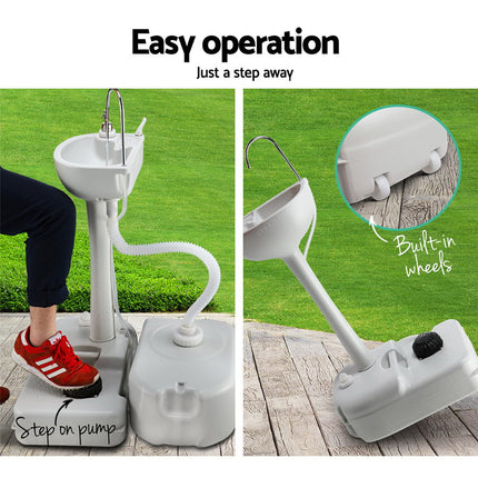 Weisshorn Camping Basin Portable Hand Wash Sink Stand 43L Capacity.