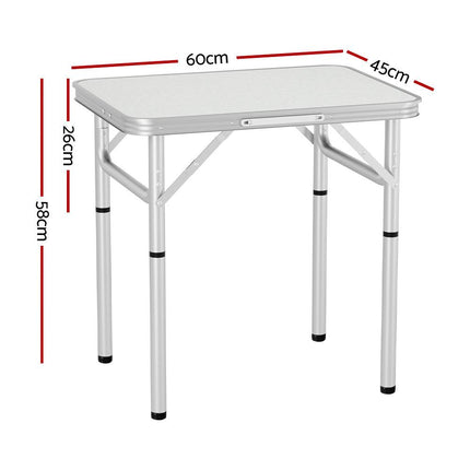 Weisshorn Folding Camping Table 60CM Adjustable Portable Outdoor Picnic Desk.