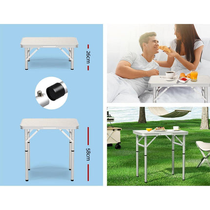 Weisshorn Folding Camping Table 60CM Adjustable Portable Outdoor Picnic Desk.