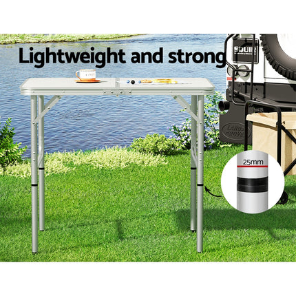 Weisshorn Folding Camping Table 90CM Adjustable Portable Outdoor Picnic Desk.