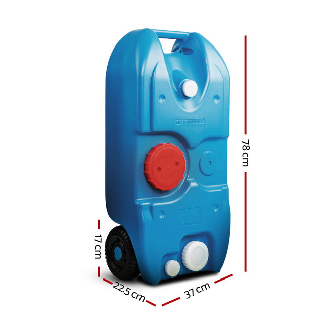 Weisshorn 40L Portable Wheel Water Tank Camping Caravan Storage Blue.