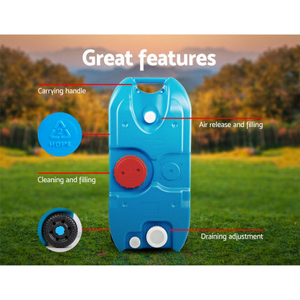 Weisshorn 40L Portable Wheel Water Tank Camping Caravan Storage Blue.