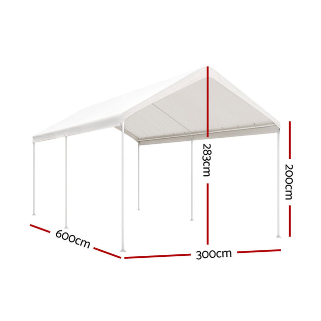 Instahut Carports 3x6m Carport Kits Steel Shelter Gazebo Canopy Garage Portable Garden Shed.