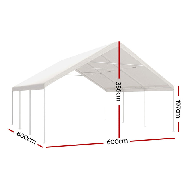 Instahut Carports 6x6m Carport Kits Steel Shelter Gazebo Canopy Garage Portable Garden Shed.