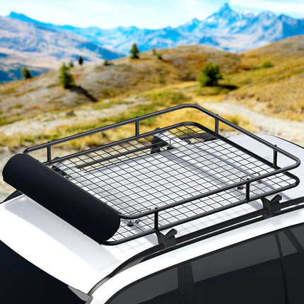 Giantz Universal Car Roof Rack Basket Luggage Vehicle Cargo Carrier 123cm Black.