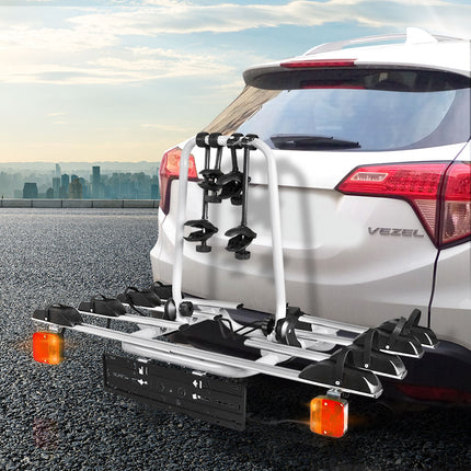 Giantz 4 Bicycle Bike Carrier Rack Car Towbar Hitch Ball Mount Tail light Silver.