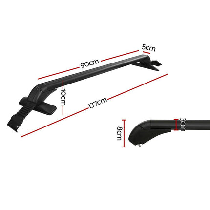 Universal Car Roof Racks Pod Aluminium Cross Bars Clamps Lockable 90cm Black.
