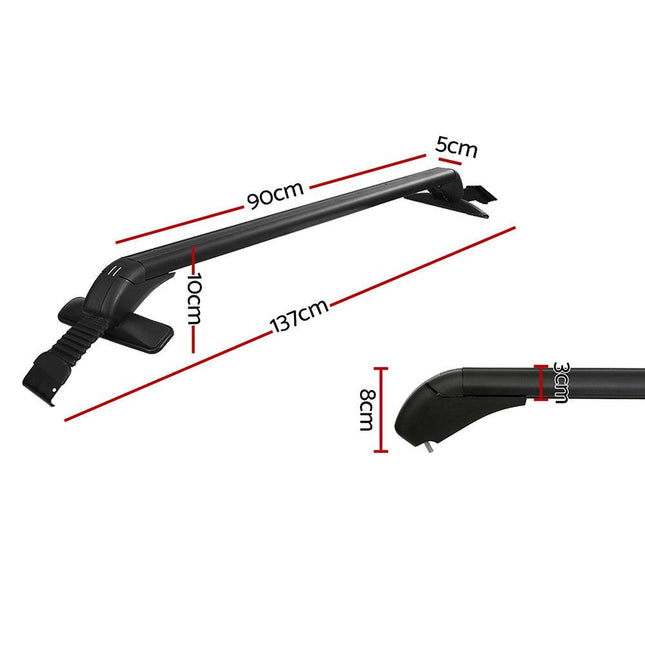 Universal Car Roof Racks Pod Aluminium Cross Bars Clamps Lockable 90cm Black.