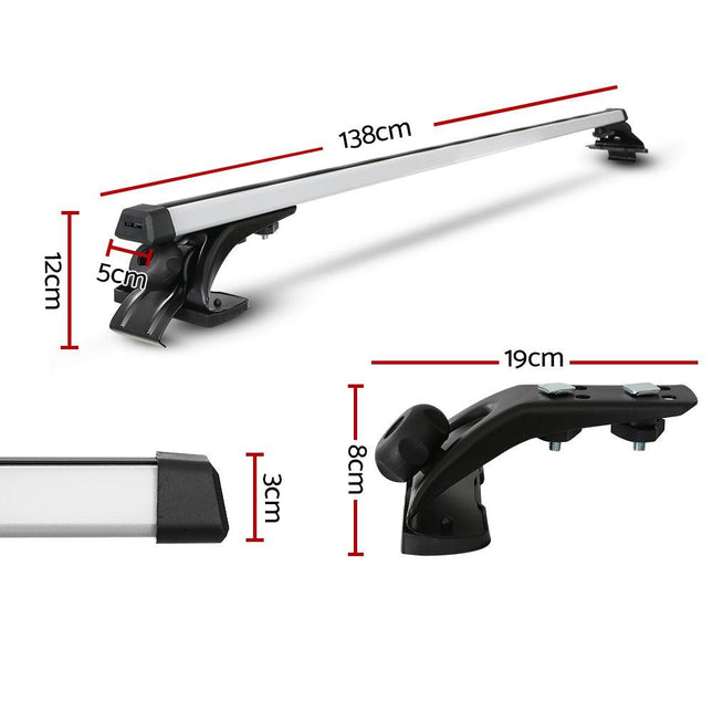 Universal Car Roof Racks Pod Aluminium Cross Bars Brackets 145cm Silver.