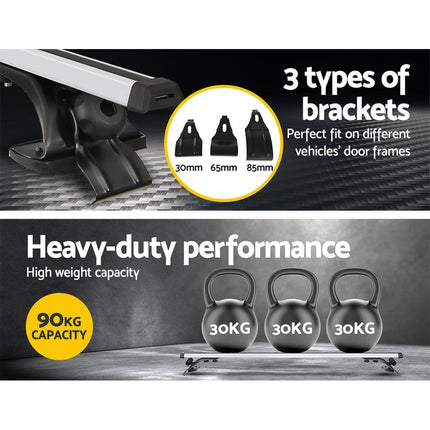 Universal Car Roof Racks Pod Aluminium Cross Bars Brackets 145cm Silver.