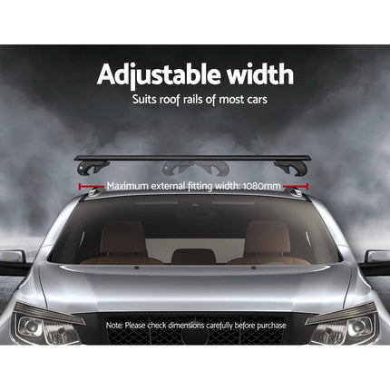 Universal Car Roof Racks Pod Aluminium Cross Bars Adjustable 108cm Black.