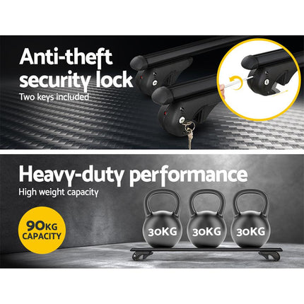 Universal Car Roof Racks Pod Aluminium Cross Bars Adjustable 108cm Black.