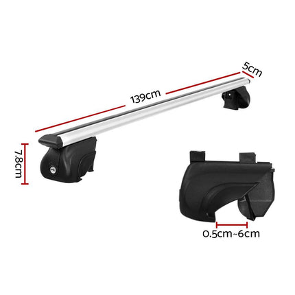 Universal Car Roof Racks Pod Aluminium Cross Bars Upgraded Holder 126cm Silver.