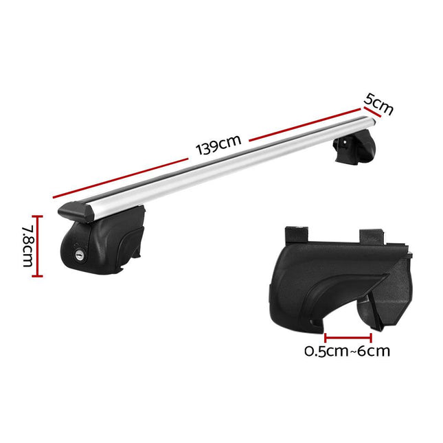 Universal Car Roof Racks Pod Aluminium Cross Bars Upgraded Holder 126cm Silver.