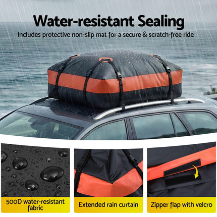 Giantz Rooftop Cargo Bag Waterproof Car Luggage Carrier 15 Cubic Ft Universal.