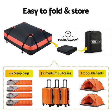 Giantz Rooftop Cargo Bag Waterproof Car Luggage Carrier 15 Cubic Ft Universal.