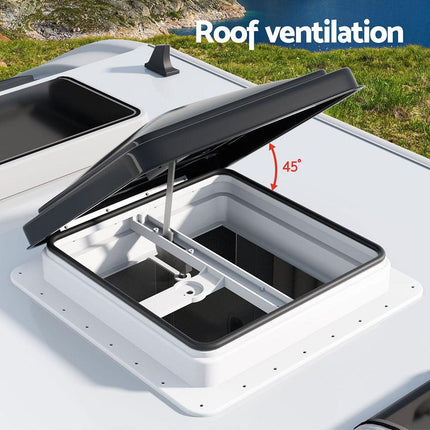Weisshorn Caravan Roof Vent Hatch RV Skylight Motorhome Camper 350x350mm Black.