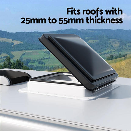 Weisshorn Caravan Roof Vent Hatch RV Skylight Motorhome Camper 350x350mm Black.