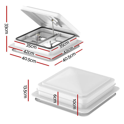 Weisshorn Caravan Roof Vent Fan Air Exhaust Hatch 12V RV Motorhome Camper White.