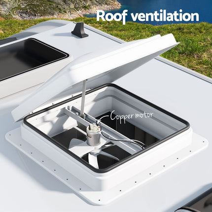 Weisshorn Caravan Roof Vent Fan Air Exhaust Hatch 12V RV Motorhome Camper White.