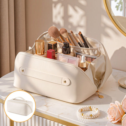 Embellir Makeup Case Portable Cosmetic Bag Organiser Toiletry Travel Bag PU White