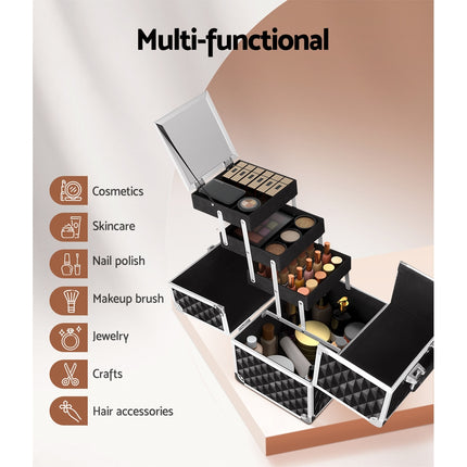 Embellir Makeup Case Beauty Organiser Bag Travel Large Cosmetic Storage Portable.