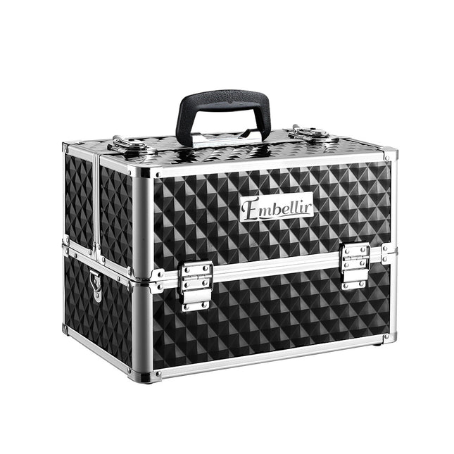 Embellir Portable Cosmetic Beauty Makeup Case - Diamond Black.