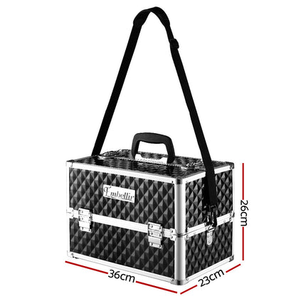 Embellir Portable Cosmetic Beauty Makeup Case - Diamond Black.