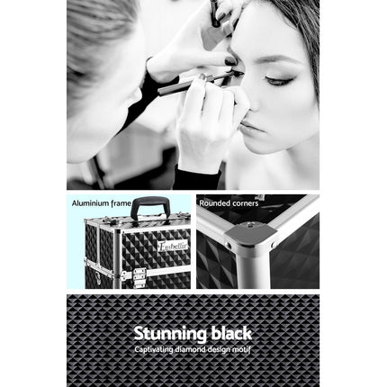 Embellir Portable Cosmetic Beauty Makeup Case - Diamond Black.